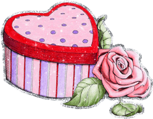 Gif animé coeur boite et roses roses